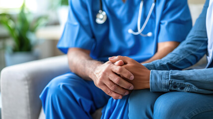 doctor from clinic talking to patients