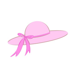 Doodle straw hat with ribbon for summer beach cute illustration season that can be used for sticker, scrapbook, icon, decorative, e.t.c with aesthetic pink color