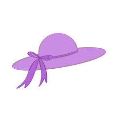 Doodle straw hat with ribbon for summer beach cute illustration season that can be used for sticker, scrapbook, icon, decorative, e.t.c with aesthetic purple color