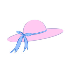 Doodle straw hat with ribbon for summer beach cute illustration season that can be used for sticker, scrapbook, icon, decorative, e.t.c with aesthetic blue and pink colors