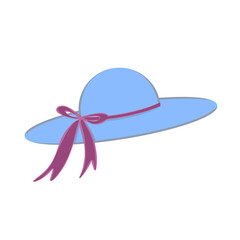 Doodle straw hat with ribbon for summer beach cute illustration season that can be used for sticker, scrapbook, icon, decorative, e.t.c with aesthetic blue and pink colors