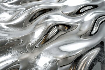 Silver abstract background with wavy pattern created with generative ai