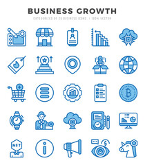 Business Growth Two Color icons collection. 25 icon set. Vector illustration.