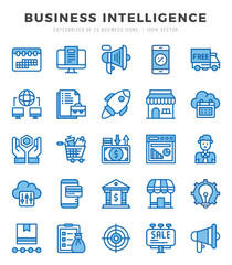 Business Intelligence icons set. Vector illustration.