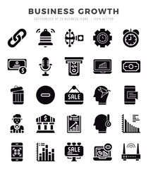 Set of Business Growth Icons. Simple Glyph art style icons pack.