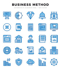 Set of Business Method Icons. Simple Two Color art style icons pack.