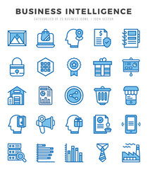 Business Intelligence icons Pack. Two Color icons set. Business Intelligence collection set.