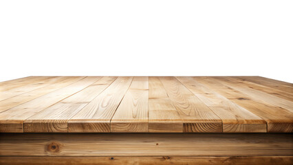 Empty natural wooden table top isolated with transparent background