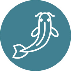 Koi Fish Line White Circles Multicolors