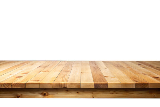 Empty natural wooden table top isolated with transparent background