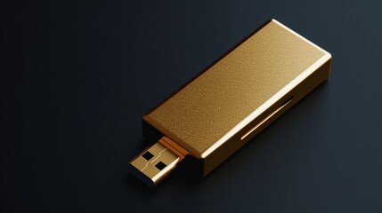 Encrypted USB flash drive with luxurious, modern design, symbolizing ultimate data security, set against a dark, elegant backdrop