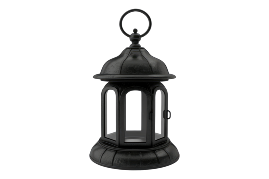 Simple black lantern isolated on transparent background
