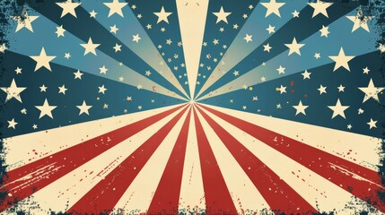 American elections campaign banner, retro style with bold typography, iconic stars and stripes, minimalist yet impactful design