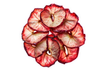 Slice red dried apple isolated on transparent background