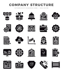 Company Structure Glyph icons collection. Glyph icons pack. Vector illustration