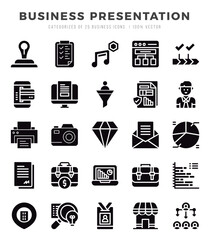 Set of Business Presentation Icons. Simple line art style icons pack.