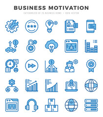 Business Motivation Two Color icons collection. 25 icon set. Vector illustration.