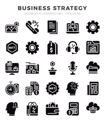 Business Strategy Glyph icons collection. 25 icon set in a Glyph design.