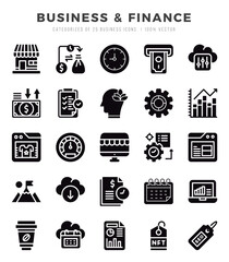 Set of Glyph Business & Finance Icons. Glyph art icon. Vector illustration