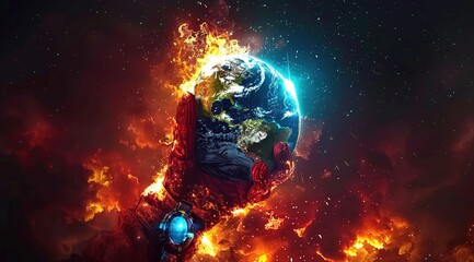 Fototapeta premium earth in fire