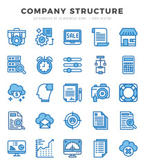 Company Structure Icons Pack. Two Color icons set. Two Color icon collection set.