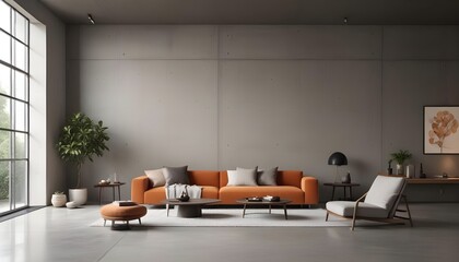 Contemporary indoor space with furniture and decoration. 3D visualization background. Generative AI