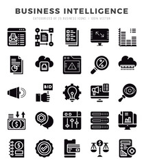 Business Intelligence Icons Pack Glyph Style. Vector illustration.