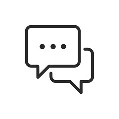 Chat, linear style icon. Speech bubbles indicating conversation or messaging. Editable stroke width.