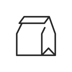 Takeout box, linear style icon. food delivery and takeaway meals. Editable stroke width