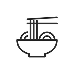 Bowl of noodles, linear style icon. Asian cuisine and food. Editable stroke width