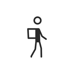 Delivery walker, linear style icon. food delivery by foot and courier service. Editable stroke width