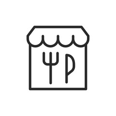 Restaurant sign, linear style icon. dining places and eateries. Editable stroke width