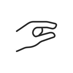 Small amount gesture, linear style icon. Thumb and index finger showing small size. Editable stroke width