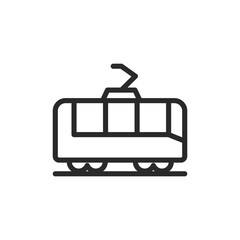 Tram, linear style icon. tram or streetcar transportation. Editable stroke width.