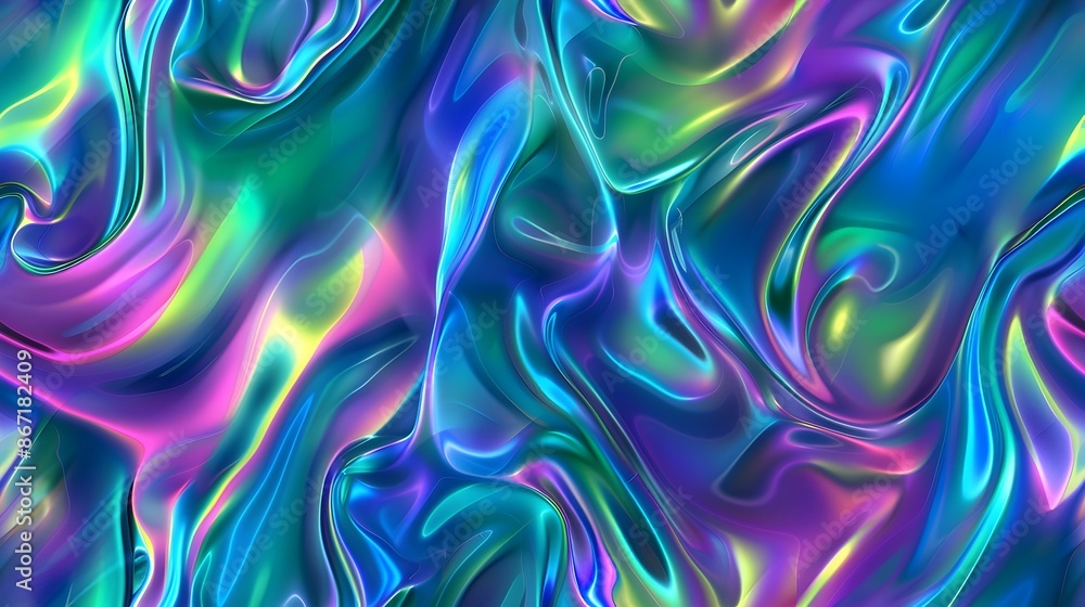 Poster mesmerizing swirls of vibrant psychedelic colors and fluid shapes in an ethereal digital composition