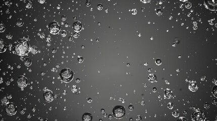 Atmospheric background with water droplets. Monochrome. The texture of water on a gray background.