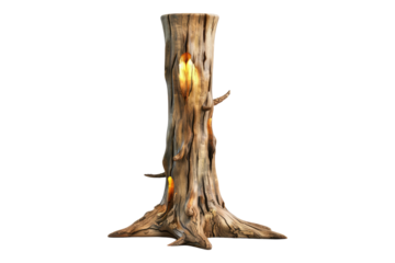 Tree style wooden lamp isolated on transparent background