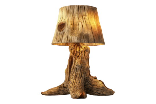 Tree style wooden lamp isolated on transparent background