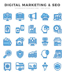 Digital Marketing & SEO icons set. Vector illustration.