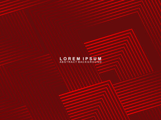 Abstract red glowing geometric lines on red background. Modern shiny gradient red futuristic pattern. Futuristic technology concept, suitable for covers, posters, banners, brochures, websites, etc.