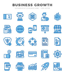 Business Growth Two Color icons collection. Two Color icons pack. Vector illustration