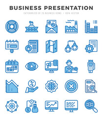 Set of Two Color Business Presentation Icons. Two Color art icon. Vector illustration