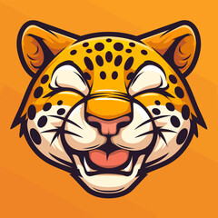 cartoon character logo, Jaguar, winking, smiling, 2d, vector illustration, mascot logo