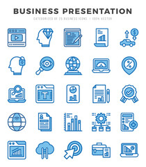 Simple Set of Business Presentation Related Vector Two Color Icons.