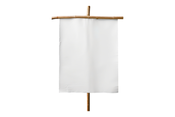White paper sheet on a wooden stick isolated on transparent background