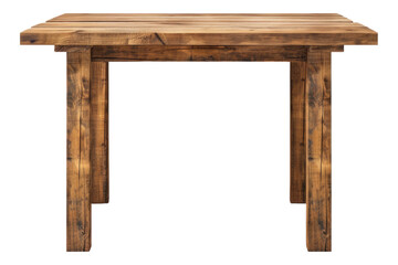Wood table over white wall isolated on white background