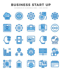 Set of Two Color Business Start Up Icons. Two Color art icon. Vector illustration