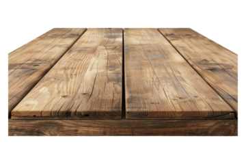 Wood table over white wall isolated on white background
