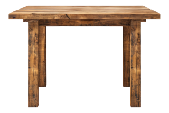 Wood table over white wall isolated on white background