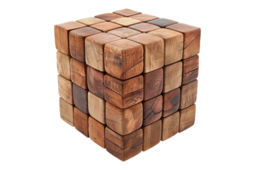 Wooden cubes isolated on transparent background